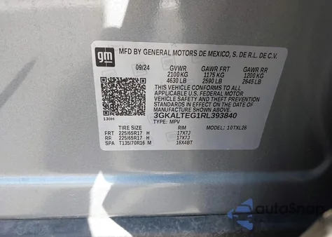 2024 GMC Terrain Awd Sle z USA, uszkodzony, nr VIN 3GKALTEG1RL393840